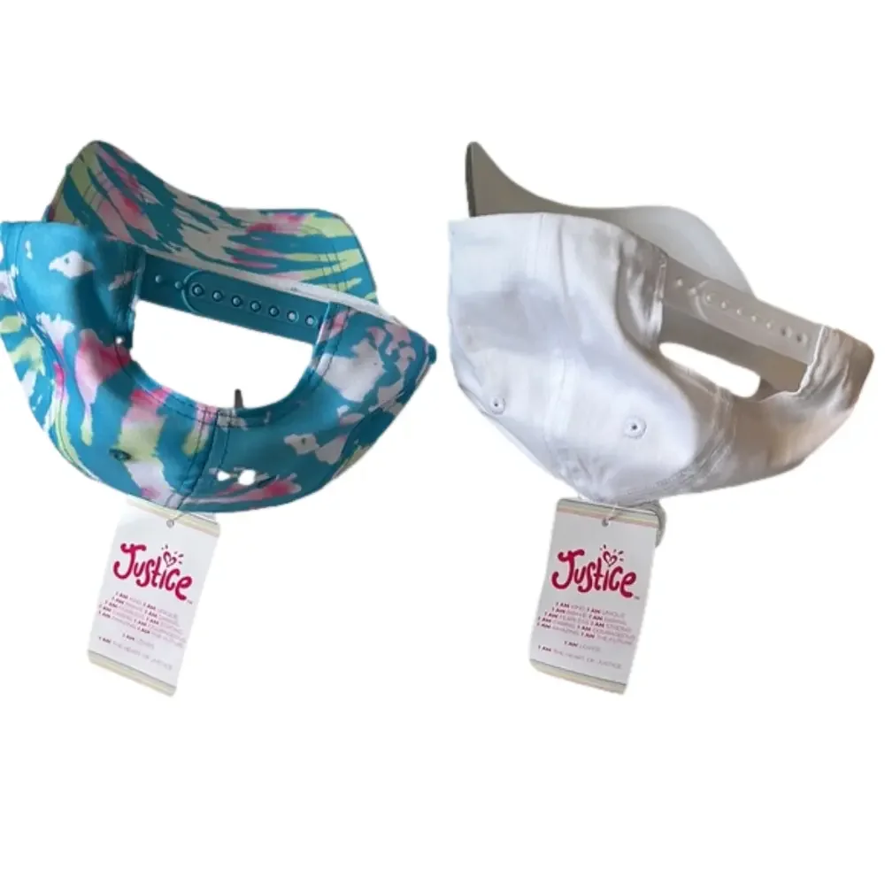 Justice Hats White and Silver and Blue Tye Dye One Size